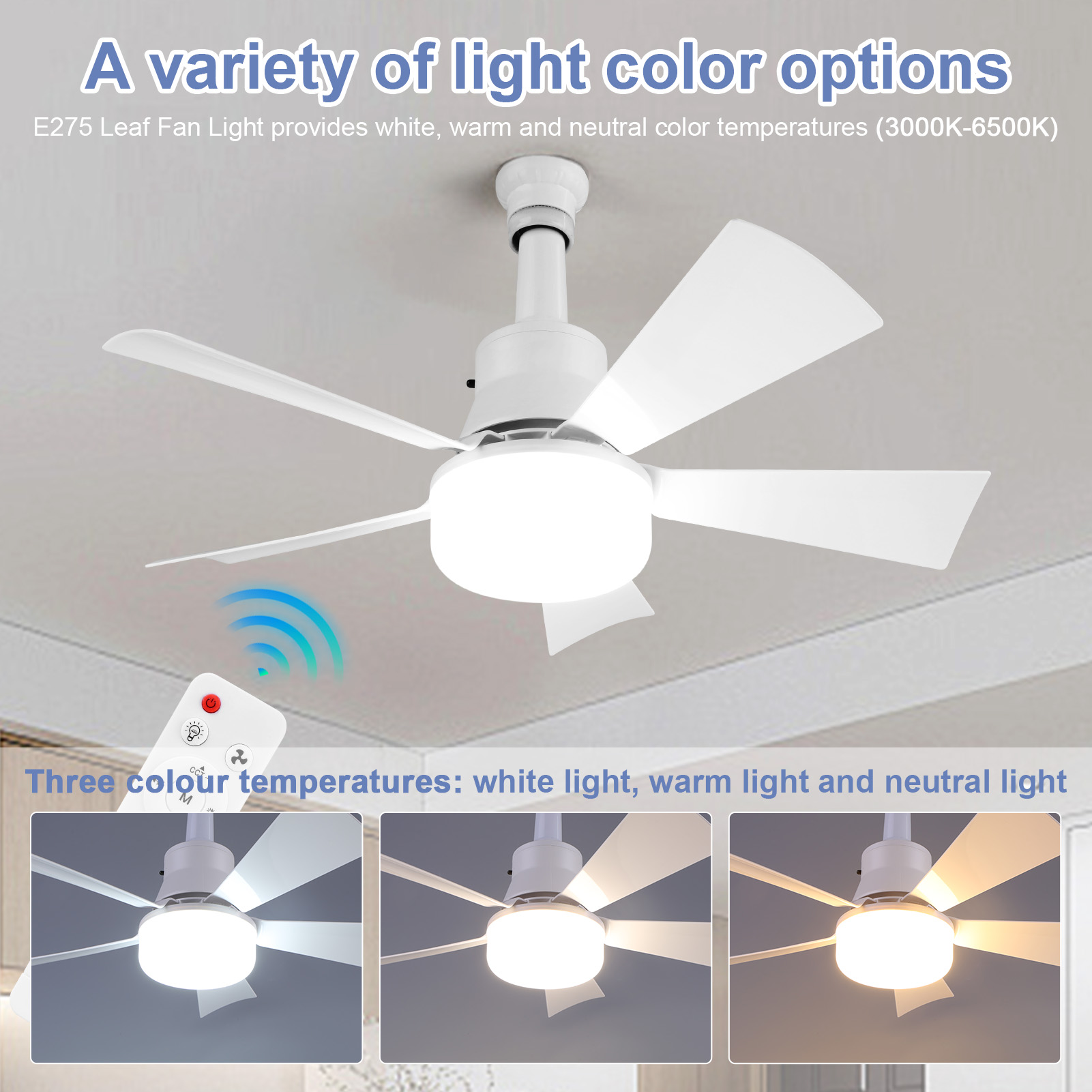 Home Kitchen & Bathroom - 2-in-1 Socket Ceiling Fans Lights Timing