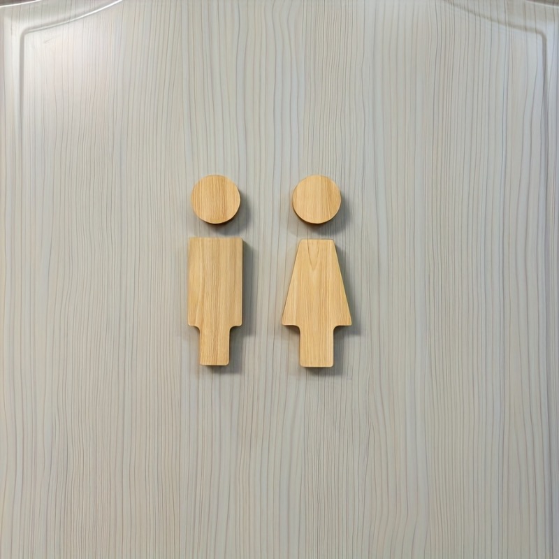 Home Bathroom Signs - 2PCS Wooden Bathroom Sign for Men's