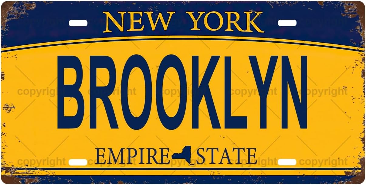 Home Bathroom Signs - BROOKLYN Vintage Metal Tin Sign, License