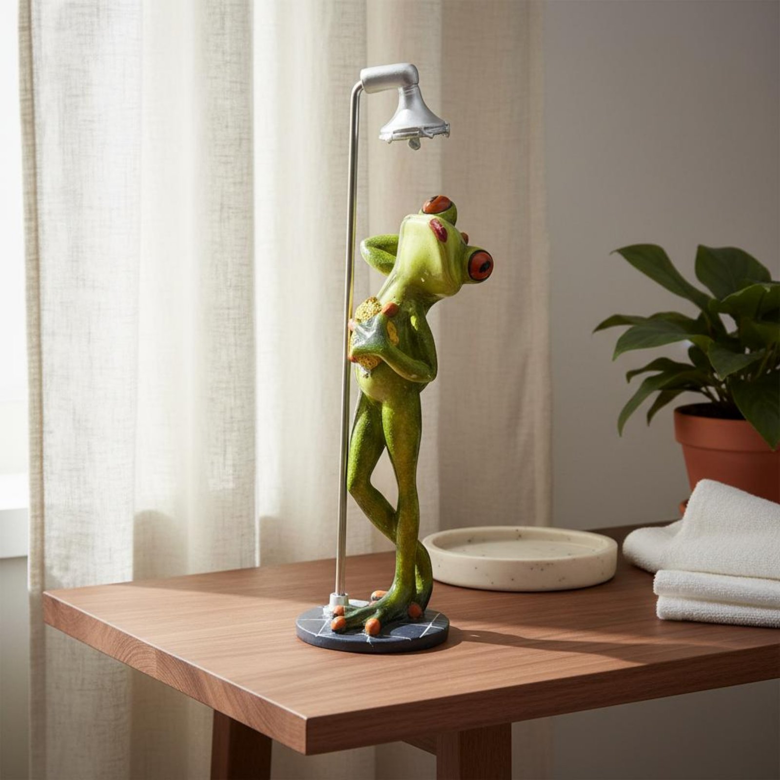 Showering Frog Figurine Great  - đánh giá và giá Home Bath